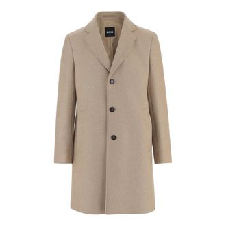 HUGO BOSS Abrigo entallado en mezcla de lana - Coats - Hombre - Beige - 2XL