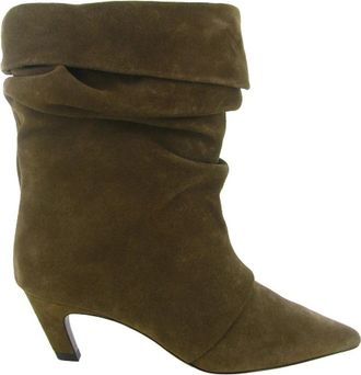 Ash Virgee Pointed Toe Kitten Heel Bootie - Dames - Laarzen met Hak - Bruin - 38 EU - Leer - Schoenen