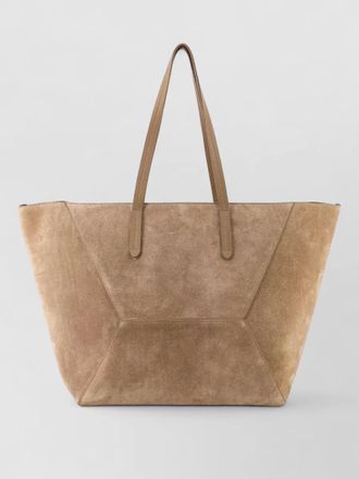 Brunello Cucinelli suede tote bag dual handles pouch
