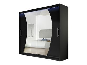 Mirjan24 Armario Closico Pallor Ix, Negro, 215x180x58cm, Puertas De Armario: Correderas, N&uacute;mero De Estantes: 5, Led