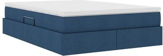 vidaXL Storage Bed with Mattress Blue 140 x 190 cm Polyester vidaXL