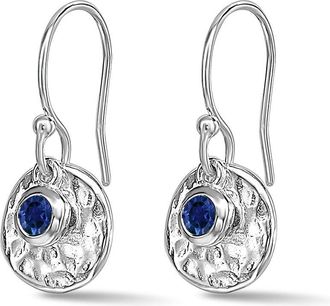 Dower & Hall Hammered Disc & Blue Sapphire Array Earrings