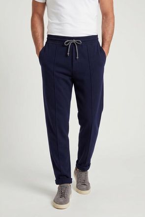 Brunello Cucinelli Navy Wool Tapered Trousers, Size Large
