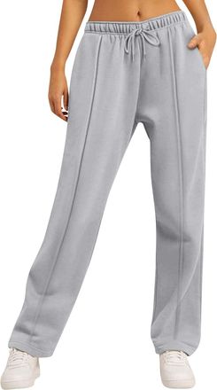 Generic Womens Sweatpants Cozy Fleece High Waisted Active Joggers Pants Drawstring Straight Leg Lounge Pants Comfy Trousers with Pockets Loose Baggy Sweatpant