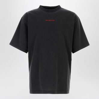 Balenciaga Light blue medium-fit T-shirt with logo