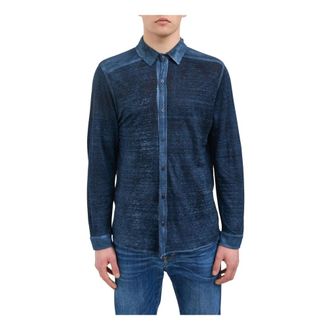 Avant Toi Casual Shirts, male, Blue, Size: M Camicia in Jersey di Lino