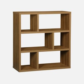 Sweeek 3-tier Asymmetrical Bookshelf With 6 Compartments in Brown