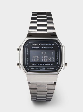 Casio Mens Black-dial silver vintage digital watch