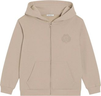 Dolce & Gabbana Kids Sweatshirts, male, Beige, 10 Y, Embroidered Logo Zip Up Top