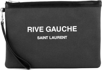 Saint Laurent Black Canvas Leather Clutch Bag (Pre-Owned)