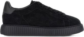 Hogan Black Suede Ribbed Sole Low-Top Sneakers