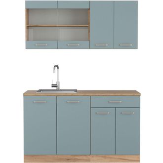Vicco Cocina Vers&aacute;til R-line, Roble Azul-gris-dorado, 140 Cm, Et Roble