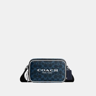 Coach Mens Colton Crossbody Bag 19 In Signature Canvas With Graphic - Dark Blue - One Size