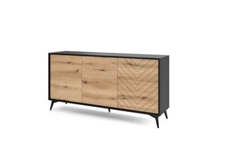 AKL FURNITURE C&oacute;moda efecto madera Crema y Negro