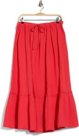 Abound Tiered Cotton Gauze Maxi Skirt in Red Saucy at Nordstrom Rack, Size X-Large