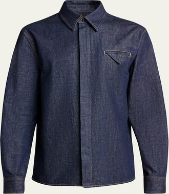 Bottega Veneta Mens Soft Denim Button-Down Shirt