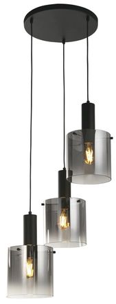 Searchlight Dimmbare Design Pendellampe Denmark, 3-flammig - Schwarz/Rauchglas