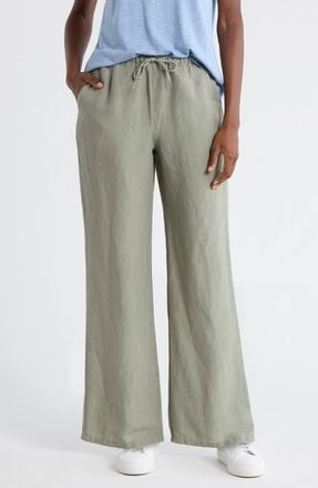 Marine Layer Linen Blend Straight Leg Pants in Sea Spray at Nordstrom, Size X-Small