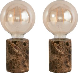 Dibor Set of 2 Edison Marble Hallway Bedside Table Lamp Room Décor Night Lamp Office Table Lamp with LED Bulb