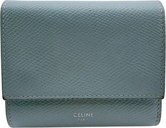 Celine Blue Light Blue Leather Wallet (Tri-Fold) (Pre-Owned)