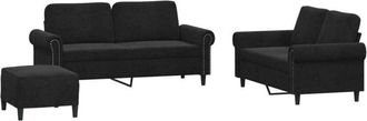vidaXL Juego De Sof&aacute;s Con Cojines 3 Piezas Terciopelo Negro Vidaxl