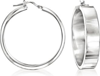 Ross-Simons Italian Sterling Silver Flat Hoop Earrings