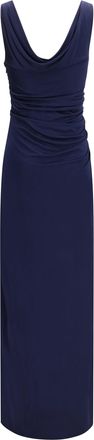 Versace Draped Viscose Jersey Dress - Navy