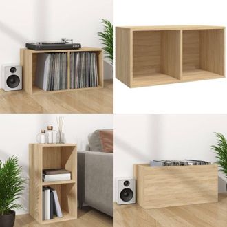 vidaXL Contenitore per Vinili Rovere 71x34x36 cm in Legno Multistrato - Contenitore per LP - Contenitore in legno