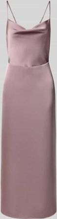 Vila Midikleid aus Satin mit Wasserfall-Ausschnitt Modell RAVENNA in Mauve, Größe 38