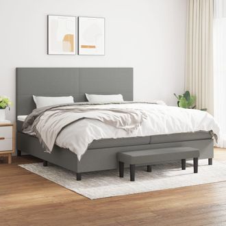 vidaXL Cama Box Spring Con Colch&oacute;n Tela Gris Oscuro 200x200 Cm Vidaxl