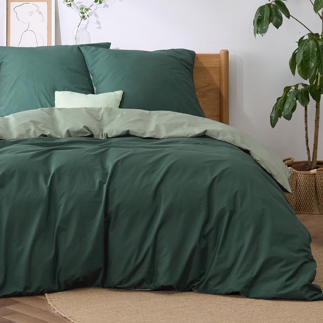 Bedsure Bettwäsche 155x220 Salbeigrün Dunkelgrün - Baumwolle Bettwäsche-Sets 155 x 220 cm Wendebettwäsche 3teilig mit 2 Kissenbezüge 80x80 cm, Oeko-TEX Zweifa ab 51,99 €