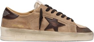 Golden Goose STARDAN MENS BEIGE SUEDE SHOES WITH STAR AND BROWN INSERTS - Golden Goose Deluxe Brand - Man