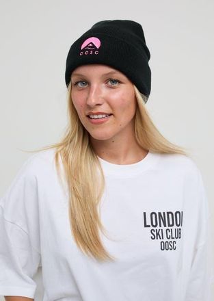 OOSC Classique Beanie - Black with Pink Logo at Nordstrom