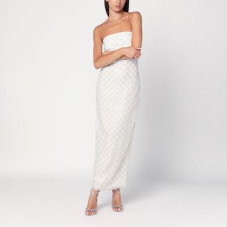 Rotate Long Cream Colored Dress With Sequins