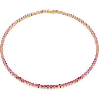 Swarovski Matrix Tennis Necklace in Pink at Nordstrom