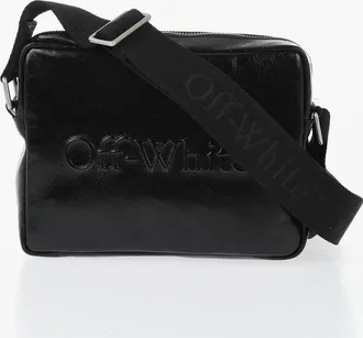 Off-white Leather Camera Bag BOOKISH With Crackle Effect And Tone-On-Tone Logo Off-White