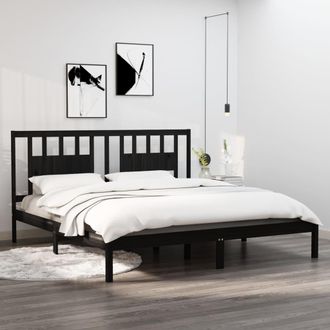 vidaXL Vidaxl - Estructura De Cama De Madera Maciza De Pino Negro 200x200 Cm
