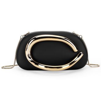 Generic Women Retro Clutch Bag with Chain Vintage Crossbody Bag Party Phone Bag (Black)