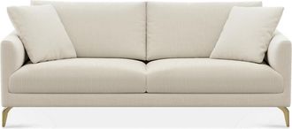 Castlery Lena Sofa Customized, (Washed Chenille) Cream (Brass Legs), Machine Washable, Removable Covers for Sofas by Castlery