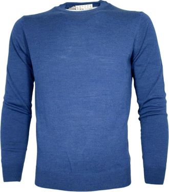 Cashmere Company Maglia Girocollo - Heren - Ronde hals truien - Blauw - M - Wol - Truien & Vesten