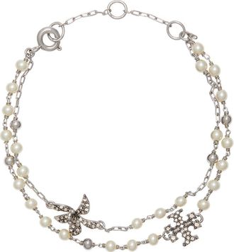 Tory Burch Moondance Multistrand Faux Pearl Bracelet in Tory Silver /Pearl /Crystal at Nordstrom