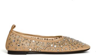 Tory Burch Kristal Versierde Zilveren Ballerinas - Dames - Ballerinas - Beige - 39 EU - Schoenen