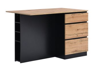 Vente-Unique Isla central de cocina con 6 cajones y 4 compartimentos de MDF - Natural claro y Negro - POMARELA