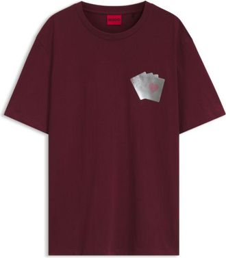 HUGO BOSS Cotton T-shirt with playing-card foil graphic