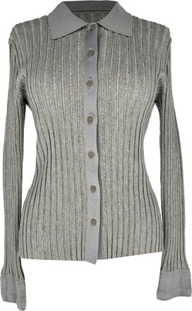 Altuzarra Ribbed-Knit Cardigan in Grey Cotton