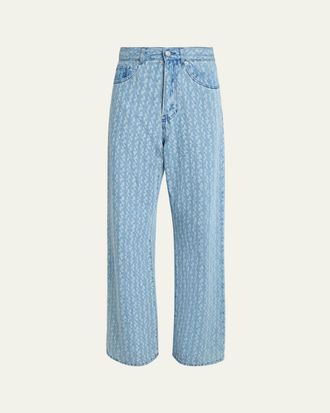Dries Van Noten Peyton Printed Denim Straight-Leg Jeans