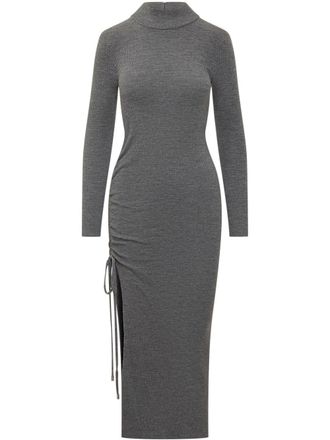 Michael Michael Kors ruched midi dress - women - Elastane/Merino/Nylon - S - Grey