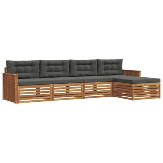 vidaXL Conjunto De Sof&aacute;s De Exterior 5 Pcs Natural Y Antracita Vidaxl