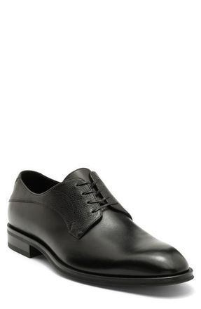 BOSS Derrek Mixed Finish Plain Toe Derby in Black at Nordstrom, Size 11.5Us