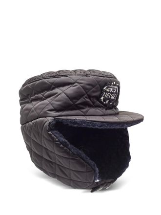 Chanel diamond-quilted trapper hat - Black